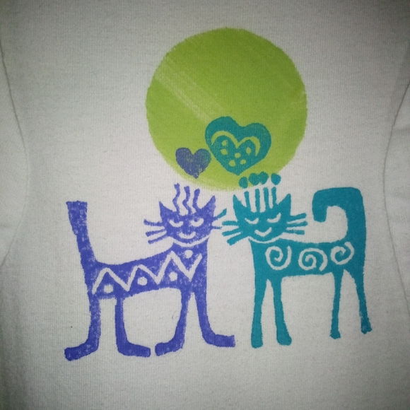 Vintage 90's Focus 2 Piece Dress Set White with Cat Theme Size L - Picture 7 of 15